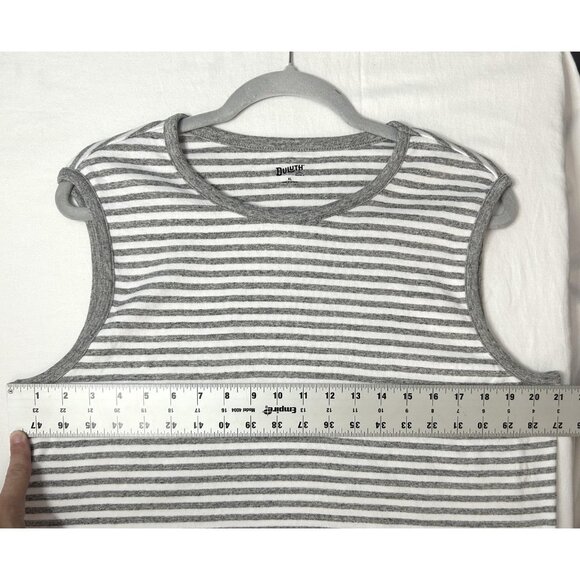 Duluth Trading Co Shirt Womens XL Gray White Striped Sleeveless Tank Top Casual - Picture 6 of 12